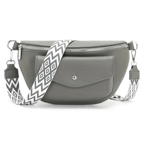 Atgbiem 9 Farben Bauchtasche Damen 2025 Umhängetasche Damen Klein Crossbody Bag Grau Kleine Handtasche Schönes Geburtstagsgeschenk für Frauen