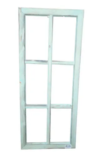 Deko-Impression Wanddekoobjekt Fenster Sprossenfenster Bilderrahmen Dekorahmen Holz türkis 76 x 32 cm (1 St)