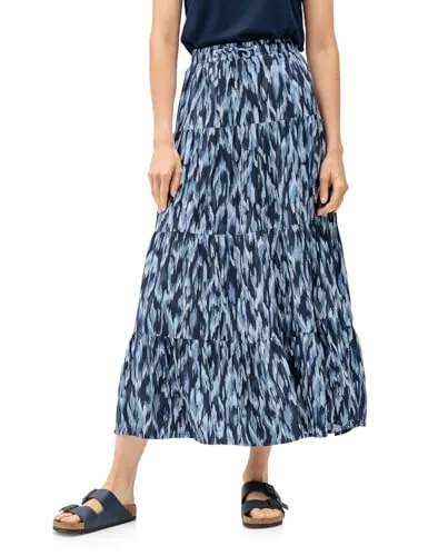 Damen Gemusterter Volant-Rock - Röcke für Damen, mit elastischem Bund und grafischem Muster, aus weicher 100% Viskose für optimalen Tragekomfort und Stil.