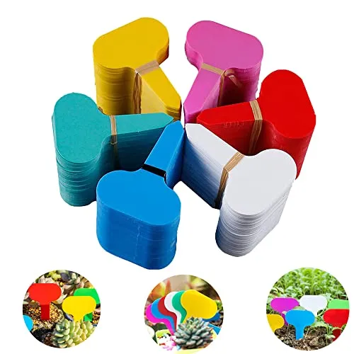 DXIA 180Stk T-Form Plastik Pflanzenstecker, Mini T-Typ Pflanzenschilder, T-Typ Stecketiketten Beschriften Pflanzschilder Schilder 5x7cm, Plastik Pflanzenstecker zum Beschriften für Alle Gärtner