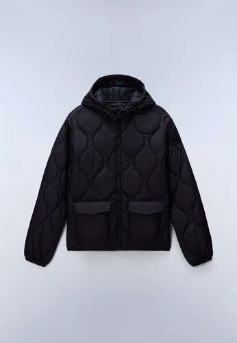 Napapijri A-sort Wint H W Jacke in Black Beauty - Moderne Damenjacke mit verstellbarer Kapuze und praktischem Zwei-Wege-Reißverschluss. Ideal für den Alltag, bietet sie durch ihre strapazierfähige Steppkonstruktion und doppelzugängliche Taschen hohen Komfort und Funktionalität.