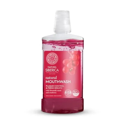 Natura Siberica Natural Mouthwash with Limonnik Nanai & Cranberry - Natürliche Mundspülung 5-in-1 für Zahnfleischstärkung & Zahnschmelzschutz - Mit Mineralien & Pflanzenextrakten - 520 ml