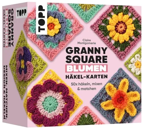 Granny Square Blumen Häkel-Karten (Deutsche Ausgabe) von Frech