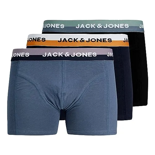 JACK & JONES Herren Unterhosen Shorts Boxershorts Trunks 3er Pack - Herren-Boxershorts in Mehrfarbig, mit anatomischer H-Form und weichem Baumwoll-Stretch für optimalen Komfort und Flexibilität.