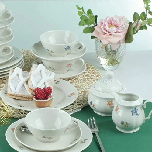 SELTMANN WEIDEN Marie-Luise Teeservice 20tlg. elfenbein - Komplett-Service aus hochwertigem Porzellan, mit liebevollen Streublümchen verziert, ideal für stilvolle Teestunden im Wohnzimmer.