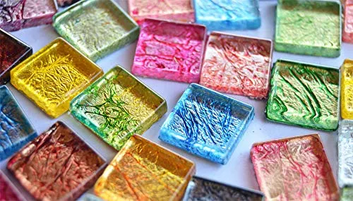 Stück Mosaiksteine mit auffälligem Muster bunt, 15x15mm ca.58g 30