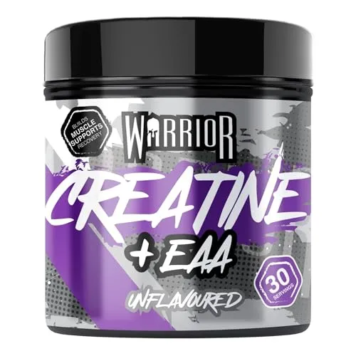 Warrior Kreatin Monohydrat + EAA Pulver 270 g (Geschmacksneutral) – 30 Portionen – muskelaturaufbau & Regeneration – Essentielle Aminosäuren & Creatin für Pre- & Post-Workout Hohe Qualität