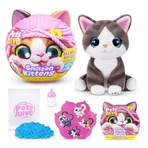 Pets Alive Smitten Kittens Serie 2 (Dragon Li) von ZURU – Interaktives Plüsch-Kätzchen mit 10 Geräuschen, Überraschung zum Auspacken, weiches Sammel-Haustier ab 3 Jahren