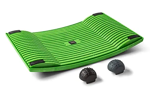 Gymba Balanceboard - Gehen im Stehen, grün - Fußauflagen für aktives Stehen, inklusive Massagebällen für Einsteiger und Fortgeschrittene, tragfähig bis 300 kg und fördert die Balance.