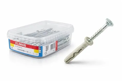Klimas Nageldübel 8 x 60 mm – Schlagdübel für Durchsteckmontage, Schnellmontagedübel für Beton, Ziegel & Kalksandstein, ideal für Sockelleisten & Holz, 25 Stück