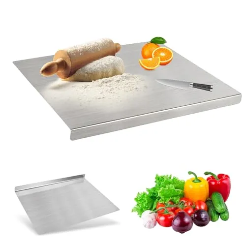 Focenat Edelstahl Schneidebrett 40 x 30cm, Arbeitsplatte Knetbrett Edelstahl, Schneidebrett mit Anschlagkante, Schneidbrett für Küche Bar, Chopping Board für Kneten Schneiden Fleisch Gemüse