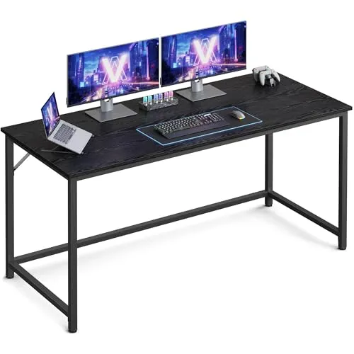 VASAGLE Computertisch, 135 x 60 cm, stilvoll in ebenholzschwarz-tintenschwarz