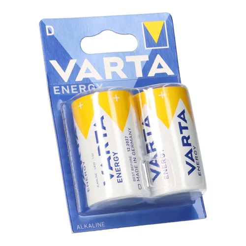 Varta Energy D Mono Batterie 1,5V AlMn - 2er Blister, zuverlässig für alltagsnahe Geräte und Made in Germany