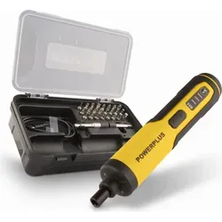 Powerplus POWX00420 4V Elektrischer Schraubendreher - Akkuschrauber mit 1300 mAh Akku, ideal für Heimwerkerprojekte. Kompakt und leistungsstark, perfekt für enge Räume und schwache Beleuchtung dank 3 LED-Arbeitsscheinwerfer.