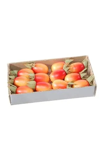 artplants.de Deko Obst Hagebutte ZENNY mit Draht, 12 Stück, rot-orange, 3,5cm, Ø1,8cm - Dekorative Früchte