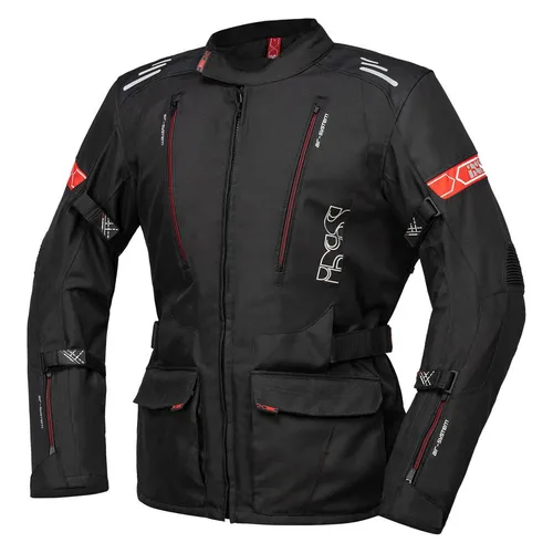 IXS Lorin ST Textiljacke - Wasserdicht in Schwarz/Rot - L - Motorradjacke aus 450D Polyester mit atmungsaktiver Solto-TEX® Membrane, ideal für optimalen Komfort und Schutz bei jeder Fahrt.