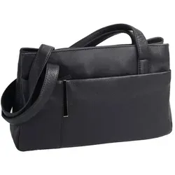 Handtasche aus weichem Leder, schwarz - Elegante Handtasche mit praktischem Außenreißverschlussfach und geteiltem Innenraum. Ideal für den täglichen Gebrauch und vielseitige Aufbewahrung.
