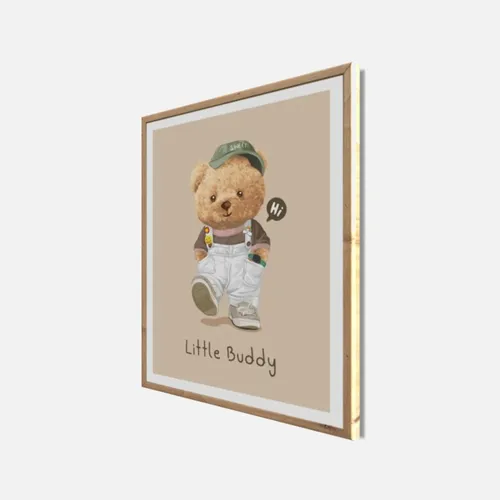 Wandbild gerahmt LITTLE BUDDY 40 x 50 cm – Kinderzimmer Wanddeko Bär