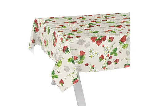 ANRO Tischdecke Wachstuch abwaschbar Sommer Tischwäsche (Einzelstück 1-tlg), wasserabweisend pflegeleicht Landhaus Beige Rot 100x140cm