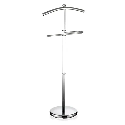 Stilvoller Herrendiener JÖRG in Chrom - Herrendiener aus stabilem Metall mit Hosenbügel für knitterfreie Aufbewahrung von Kleidung. Modernes Design und sicherer Stand durch beschwerten Fuß, ideal für jedes Zuhause.