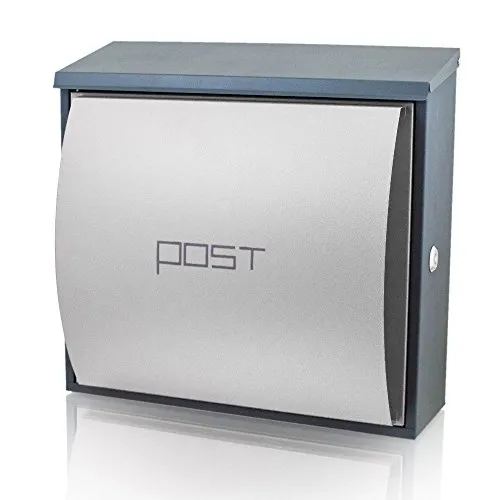 BITUXX® Wandbriefkasten Dunkelgrau mit Zeitungsfach - Moderner Wandbriefkasten mit großzügigem Einwurf und elegantem Design. Ideal für stilbewusste Haushalte. Maße: 345 x 330 x 160 mm, Einwurf: 300 x 30 mm.