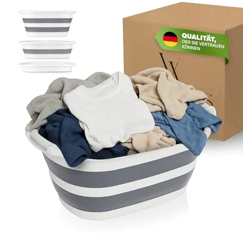 Viwares Wäschekorb 25 L – Faltbar & platzsparend – Klappbarer Wäschesammler mit Griffen – Silikonkorb für Bad, Waschküche, Aufbewahrung & Haushalt – BPA-frei, stabil & leicht