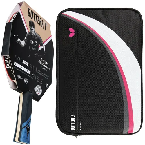 Butterfly 1x Dimitrij Ovtcharov Platin Tischtennisschläger - Tischtennisschläger für Allround-Spieler, bietet optimale Kontrolle und Spin, inklusive passender Tischtennishülle für Schutz und Transport.