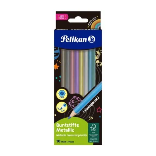 Pelikan Buntstifte hexagonal Metallic, 10 Stück