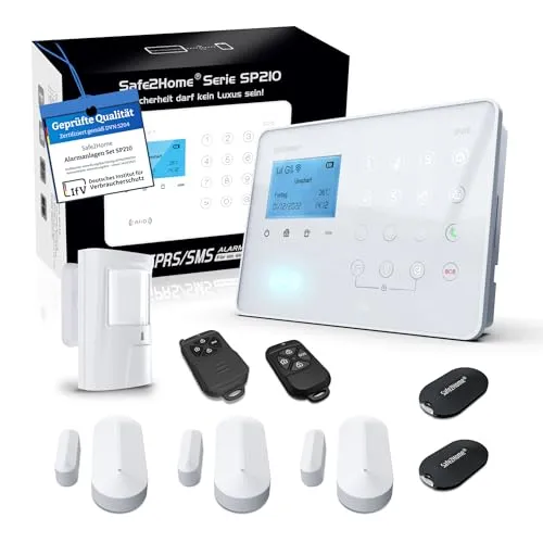 Safe2Home SP210 – WIFI/GSM/SMS Alarmanlage - Funk Alarmanlage Basis Set mit Sabotageschutz und Lichtsteuerung für Haus und Büro. Ideal für Sicherheit unterwegs mit GSM und WiFi SMS Alarmierung.