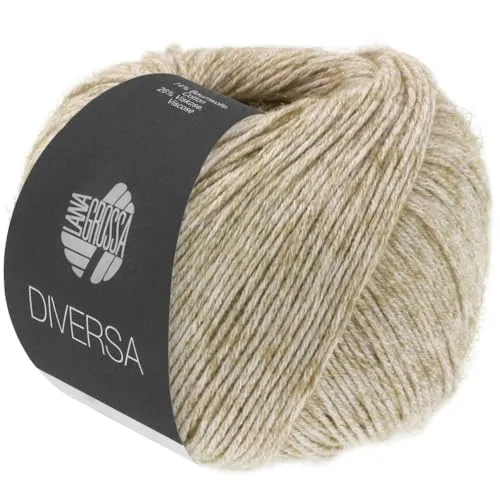 LANA GROSSA Diversa | Leichtes Baumwoll-Mischgarn mit zartem Melange-Effekt | Handstrickgarn aus 74% Baumwolle & 26% Viskose | 50g Wolle zum Stricken & Häkeln | 210m Garn FB 6