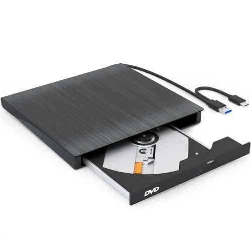 Strex Externes CD/DVD Laufwerk - Plug & Play DVD Brenner - Externe CD- & DVD-Laufwerke, multifunktionaler Player mit blitzschneller USB 3.0 Übertragung, ideal für Windows, Mac und Linux, perfekt für Filme, Musik und Software-Installation.