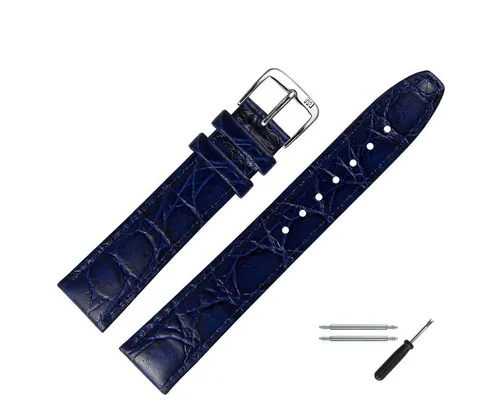 MARBURGER Uhrenarmband 18mm Leder Kroko (Caiman) Prägung in blau von marburg