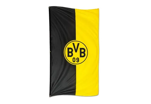 BVB Glas Hissfahne Emblem 200x100 - Fußball-Fanartikel mit hochwertigem Emblem, ideal für die Unterstützung deines Lieblingsvereins bei jedem Spiel.