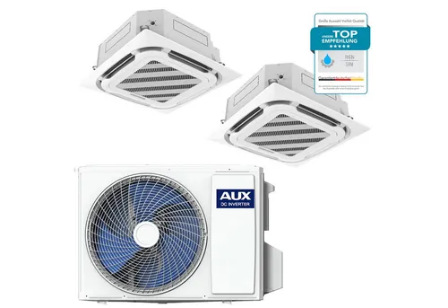 AUX Split-Klimagerät Set mit Deckenkassette & Außengerät R32 – 12000–36000 BTU, energieeffizient für große Räume - Kompakte Deckenmontage-Klimaanlage mit 18000 BTU, ideal für Büros und große Wohnflächen. Genießen Sie optimalen Komfort bei Heizung und Kühlung mit geprüfter Energieeffizienz.