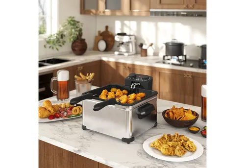Fritteuse 5L mit Temperaturregelung & Timer, 2000W