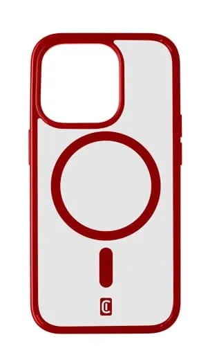 CellularLine Pop MagSafe Case MAG für Apple iPhone 15 Pro - Handyhülle in Rot/Transparent, mit MagSafe-Technologie für einfaches Befestigen und kabelloses Laden.