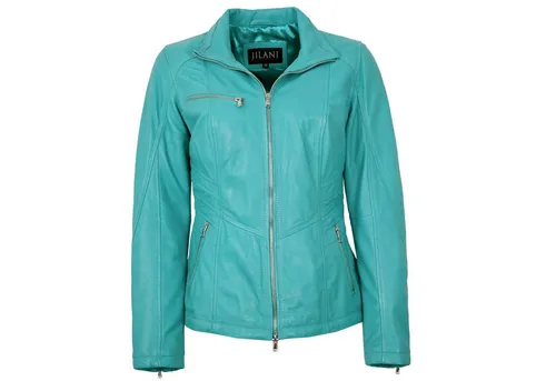 Jilani Lederjacke Maura Jilani - Damen Lederjacke Lammnappa mermaid türkisblau