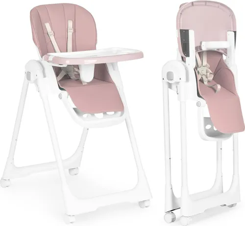 Hochstuhl, Fütterungsstuhl, höhenverstellbare Riemen aus , Doppeltablett, rosa ECOTOYS