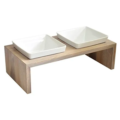 Wolters cat & dog Replus Meshidai Futterstation für Hunde - Fressnäpfe für Hunde, hochwertige Futterstation aus Schieferholz und Keramik mit elegantem Design für stilvolles Füttern.