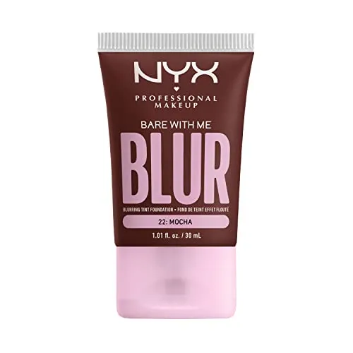 NYX Professional Makeup Weichzeichnende Foundation mit mittlerer Deckkraft und mattem Finish, Bis zu 12 Stunden Pflege und Feuchtigkeit, Mit Niacinamiden, Bare with Me, Farbe: Mocha, 1 x 30 ml