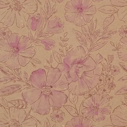 Star Geschenkpapier 70cm x 2m Rolle Blumen - Geschenkpapierrolle Kraftpapier - Vintage florales Design für Geschenke - nachhaltiges Verpackungspapier für Geburtstag Hochzeit Muttertag Natur Rosa