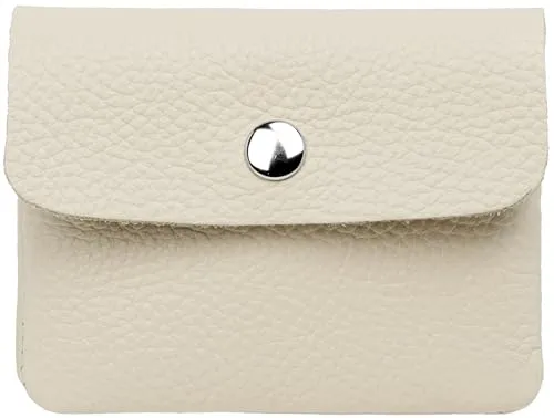 Caspar Kleiner Echt Leder Geldbeutel Damen Portemonnaie Geldbörse mit Reißverschluss & Druckknopf - GB416 - Made in Italy, Farbe:hell beige, Größe:Klein (11cm x 8cm)
