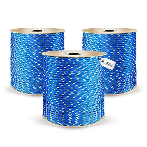 50m POLYPROPYLENSEIL 3mm BLAU Traglast bis 123 kg Flechtleine Textilseil Leine Schnur Rope Kunststoffseil Polyseil geflochten