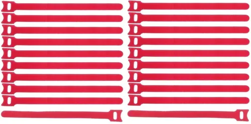 20x Kabelklettband 20 cm x 25 mm rot Klettband Klett Kabel Binder Band Strap VT