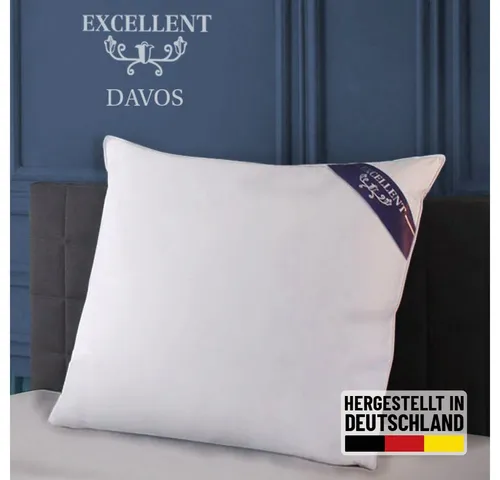 Excellent 3-Kammer-Kopfkissen Davos, 100% Gänsedaunen, 80x80 cm - Kissen aus 100% Baumwolle mit hochqualitativen Gänsedaunen. Ideal für Allergiker, ausgezeichnet mit dem Hohenstein-Siegel für Haut- und Allergikerfreundlichkeit.