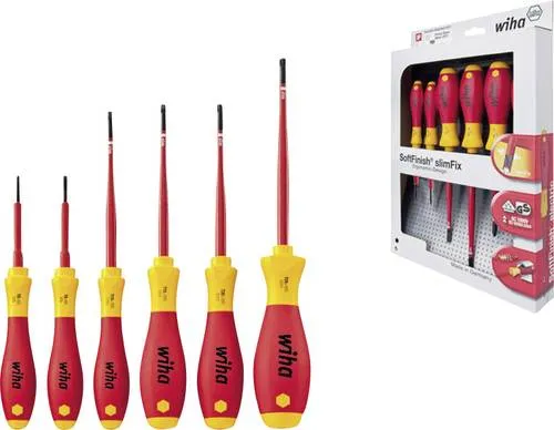 Wiha Schraubendreherset SoftFinish slimFix (36558) - 6-teilig, VDE isoliert für Elektriker - Schraubendreher-Sets: 6-teiliges Set mit ergonomischem SoftFinish Griff für komfortables Arbeiten, ideal für Elektriker und Heimwerker, isoliert bis 1000V.
