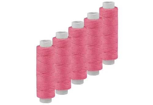 maDDma 5x50m Leinen Garn Leinenzwirn Flachs Nähfaden robust Zwirn, 250 m (5er-Pack), babyrosa