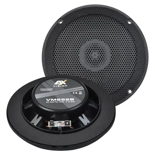 ESX VMS-52B - 13 cm 2-Wege-Koax Lautsprecher - Lautsprecher für Boote, extrem flach mit nur 2,5 cm Einbautiefe, UV-beständig und feuchtigkeitsresistent - ideal für Marine, Outdoor und Caravan.