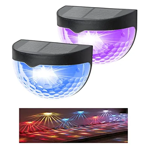 jindaaudio 2 Stück Solar Wandleuchte Außenbereich, Led Zaunleuchten Solar,Gartenzaun Solarleuchten,Solarleuchte Deko Balkon Terrasse Hof Treppe(Farbe)
