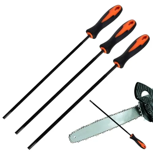 Kettensägenfeilen Set mit Griff – 3 Größen für präzises Schärfen